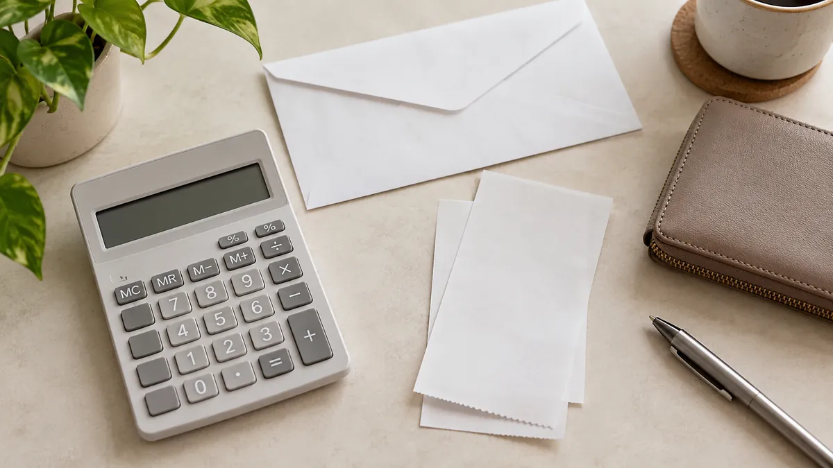 Illustrative desk arrangement for checking payment documents.