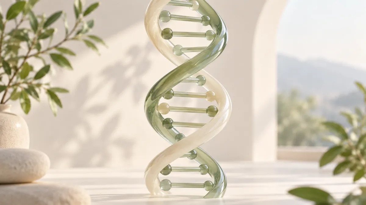 Conceptual illustration of a DNA double helix for genetics education.