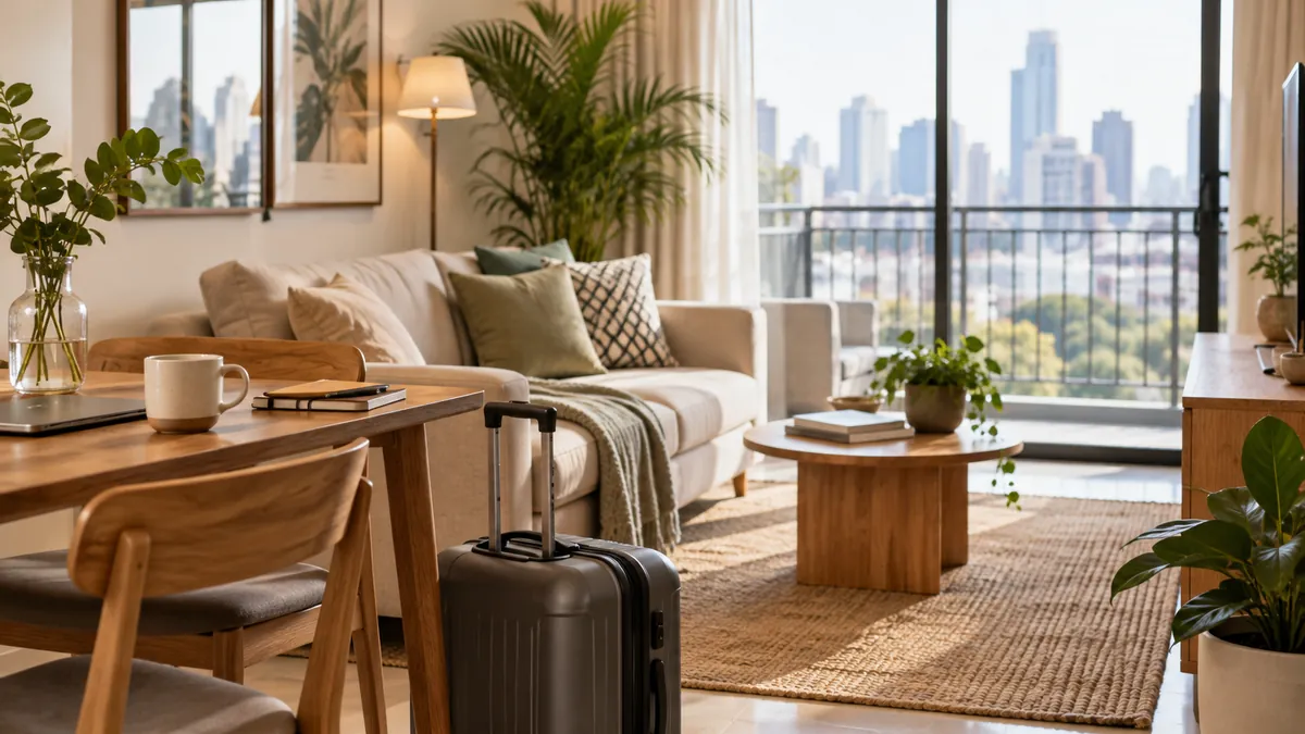 Illustrative temporary accommodation setting for travel planning.