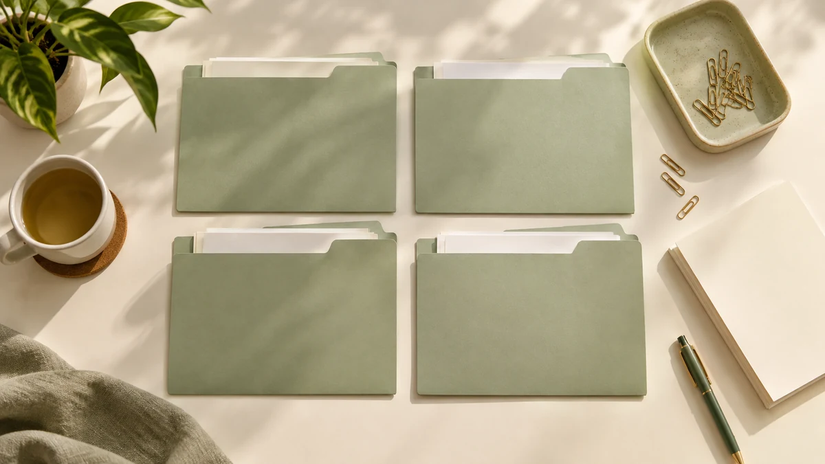 Illustrative arrangement of folders for organizing separate cost items.